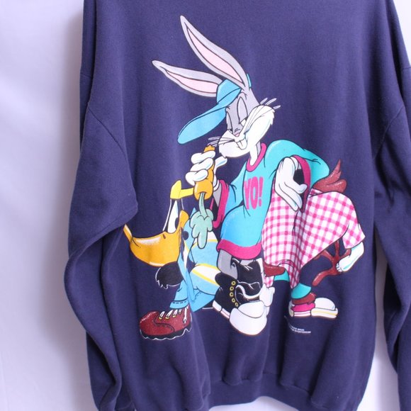 Vintage Bug Bunny Sweatshirt Daffy Duck Taz 1993XL - Picture 6 of 8